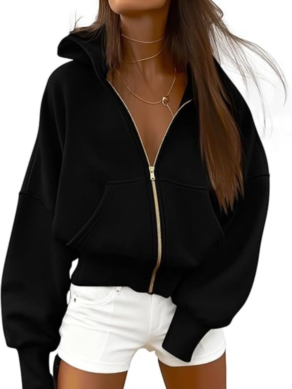 New Thick Gold Zipper Y2k Zip Up Hoodie